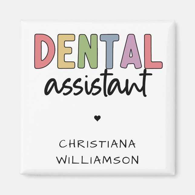 Imã Presente do Assistente Dental de Nome Personalizad (Frente)