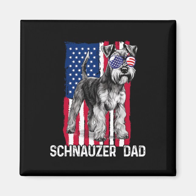 Imã Presente Do Dia Dos Pais Mini Schnauzer Bandeira D (Frente)