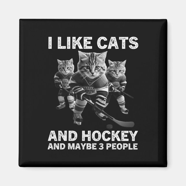 Imã Presente Engraçado de Hockey de Gato para Introver (Frente)