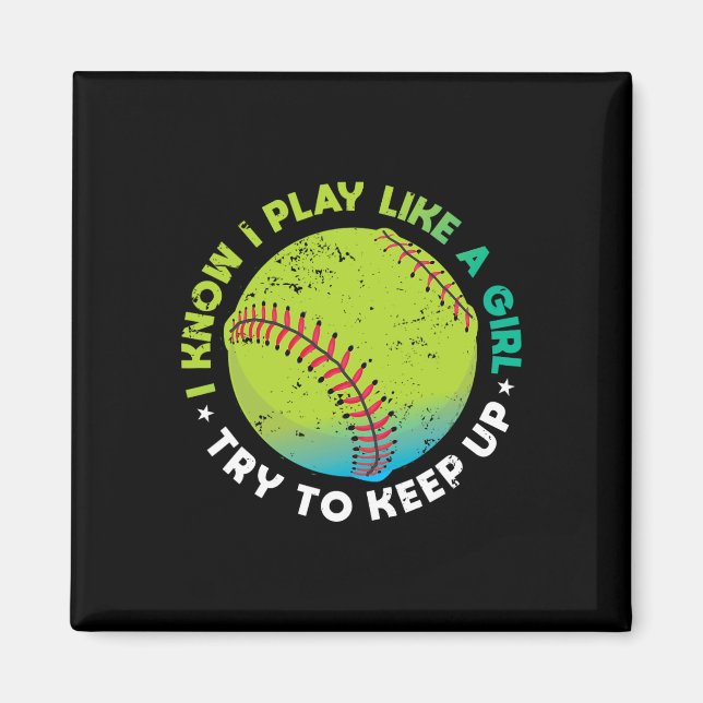 Imã Presente engraçado de jogo de softball para mulher (Frente)