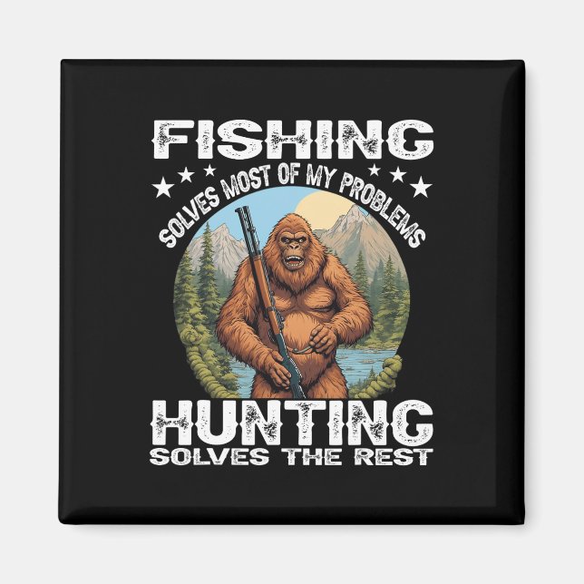Imã Presente engraçado de pesca e caça Humor de Hallow (Frente)