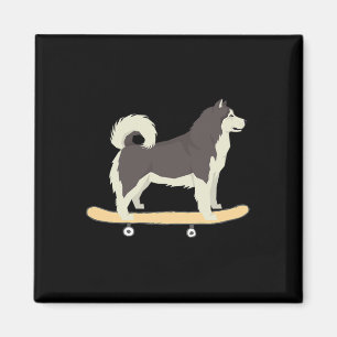 Imã Presente engraçado de skate de Husky Siberiano par