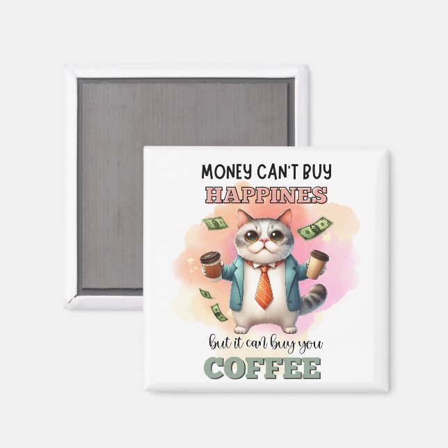 Imã Presente engraçado para amante de gatos, Dinheiro  (Front/Back)