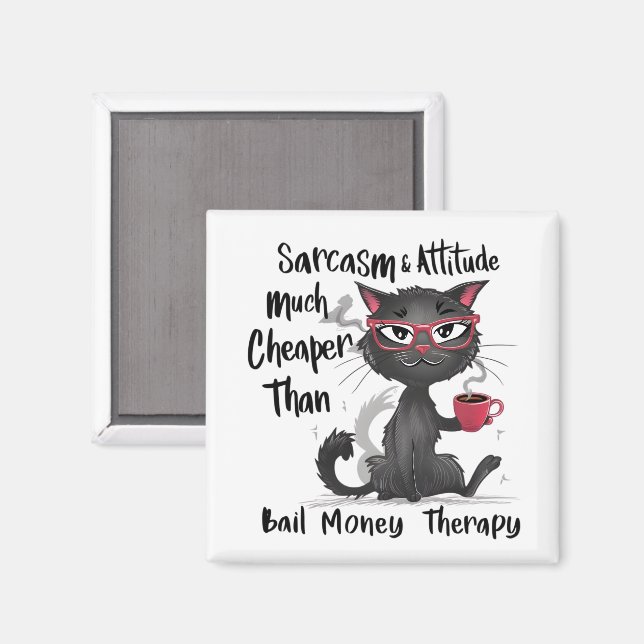 Imã Presente engraçado para amantes de gatos com sarca (Front/Back)