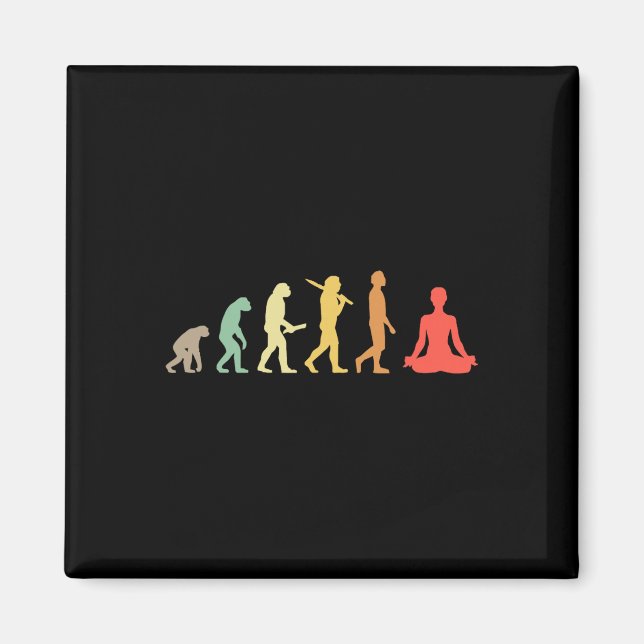 Imã Presente Evolução de Yoga Retro Para Yogis e Amant (Frente)