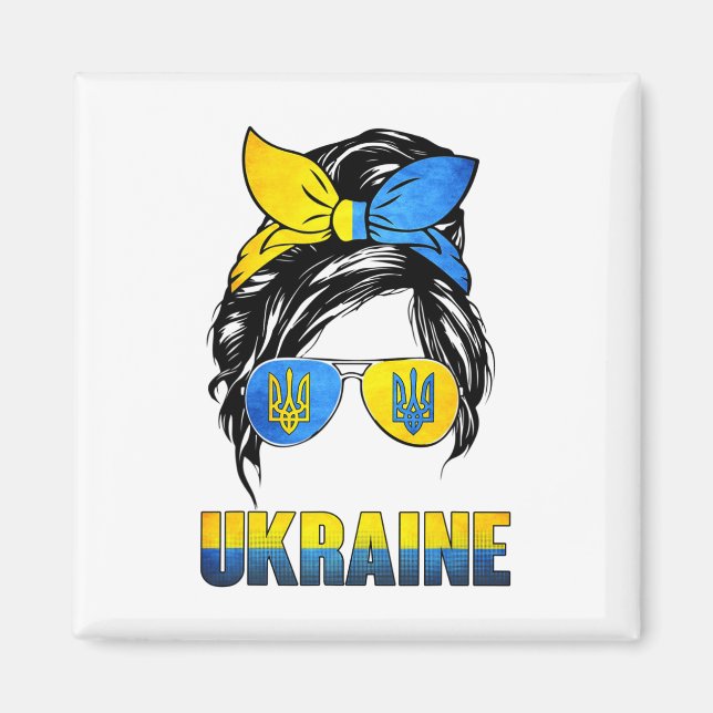 Imã Presente Gles Ucrânia Cabelo Desgrenhado Usando Ba (Frente)