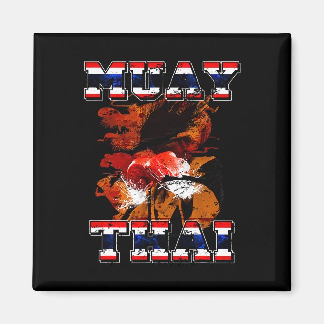 Imã Presente Lutador de Boxe Tailandês Tailândia Arte  (Frente)