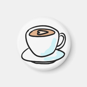 Imã Presente Minimalista para Amante de Café com Coraç