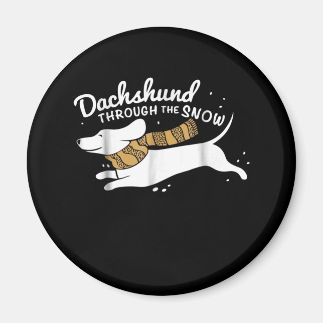 Imã Presente no cão | Dachshund Através Da Neve (Frente)