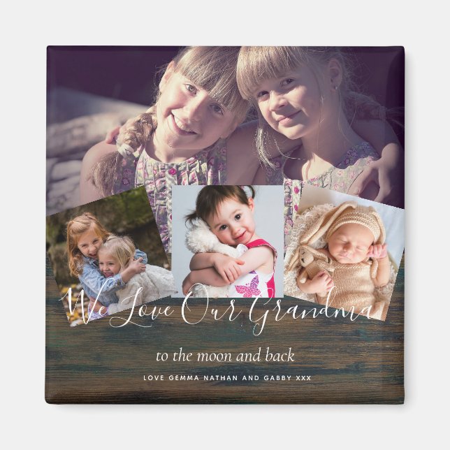 Imã Presente Para Avó Vovô Colagem Fotográfica Avô Avô (Frente)
