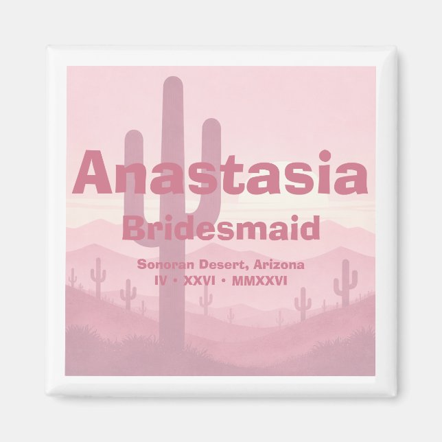 Imã Presente para Dama de Honrosa Rosa – Dama de Honro (Frente)