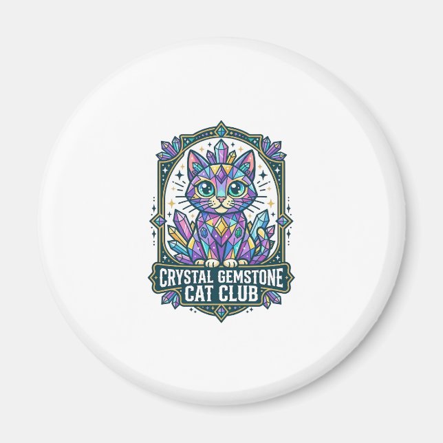 Imã Presente para Mãe de Gato com Cristal Gemstone - C (Frente)