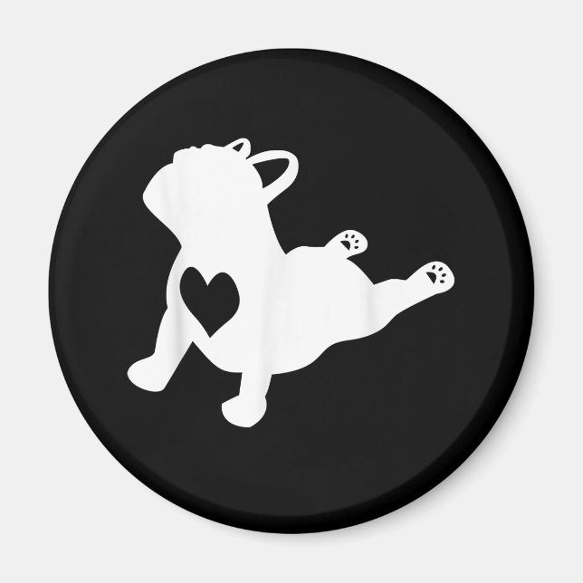 Imã Presente para o Bulldog Yoga Pose Love Heart Worko (Frente)