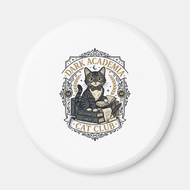 Imã Presente para Pai de Gato da Dark Academia - Dark  (Frente)