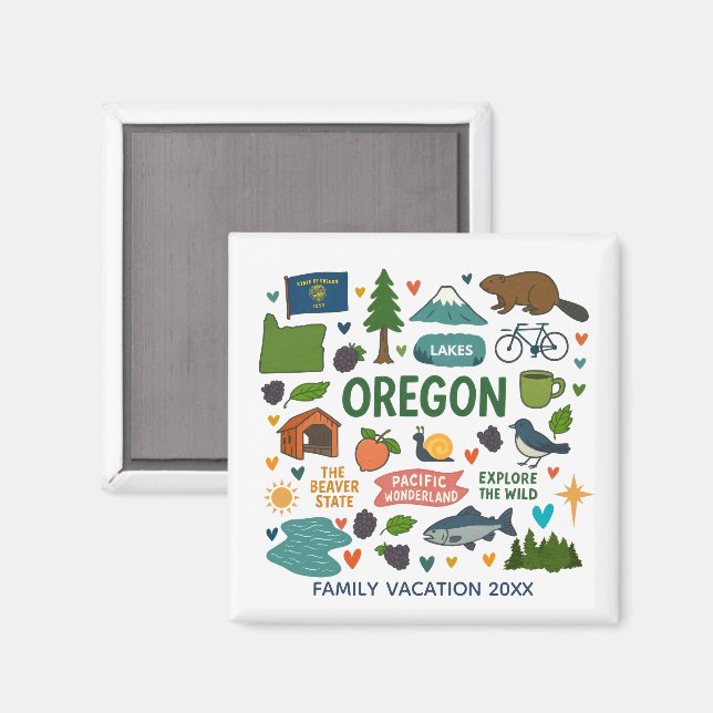 Imã Presente Personalizado da Viagem à Família Oregon (Front/Back)
