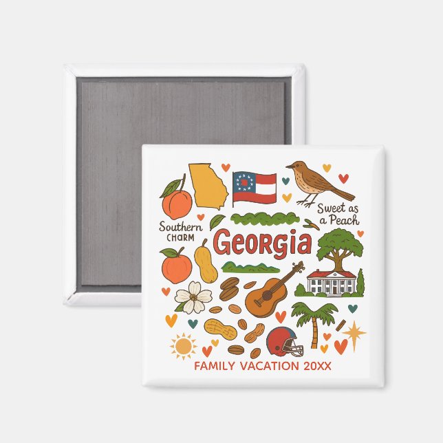 Imã Presente Personalizado da Viagem Familiar na Geórg (Front/Back)