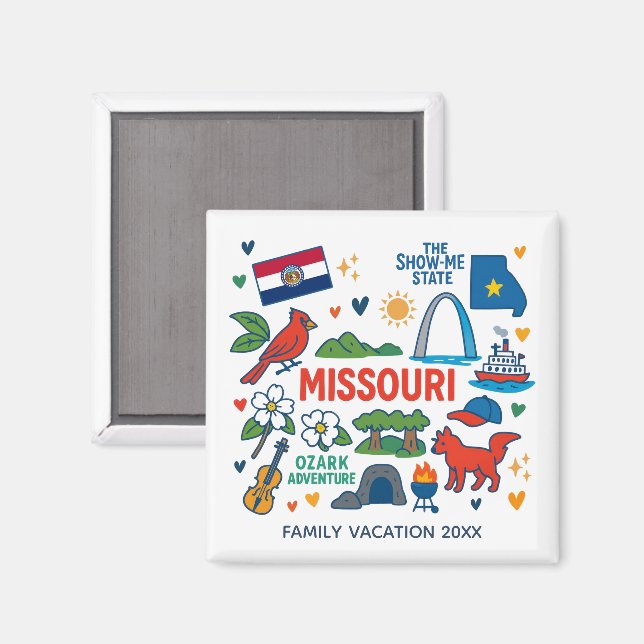 Imã Presente Personalizado da Viagem Familiar no Misso (Front/Back)