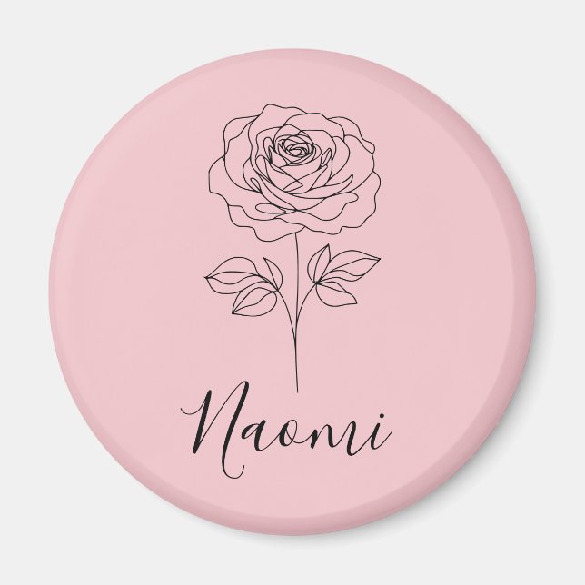 Imã Presente personalizado de Rosa de nascimento de ju (Frente)