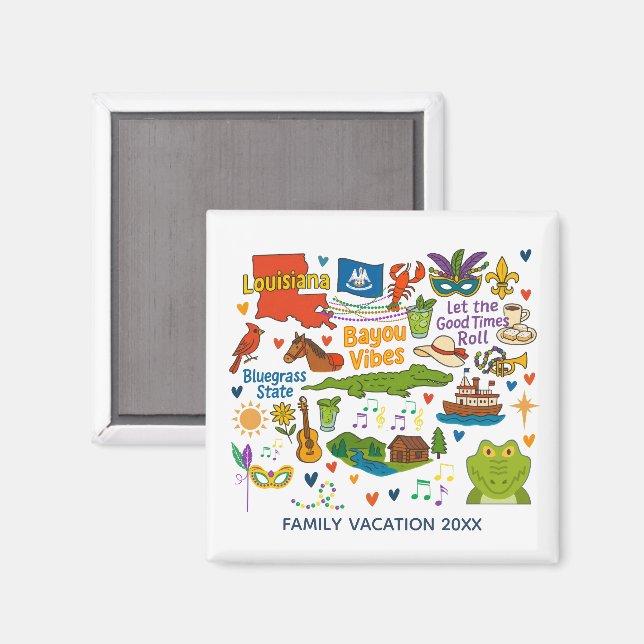 Imã Presente Personalizado de Viagem Familiar na Louis (Front/Back)