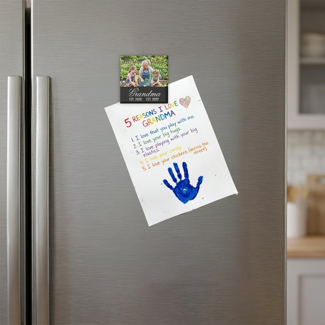 Imã Presente Personalizado Jardim da Vovó com Foto (Personalized Grandma Garden Photo Keepsake Magnet)