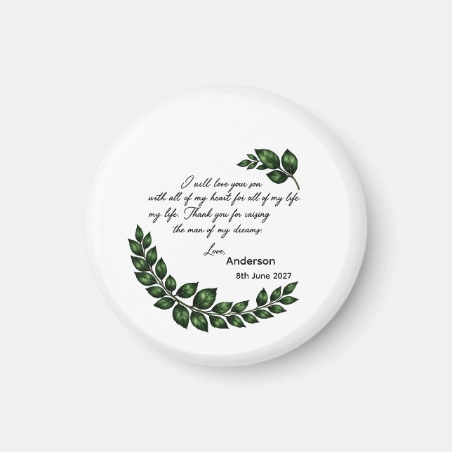 Imã Presente personalizado para a mãe do noivo ou noiv (Frente)