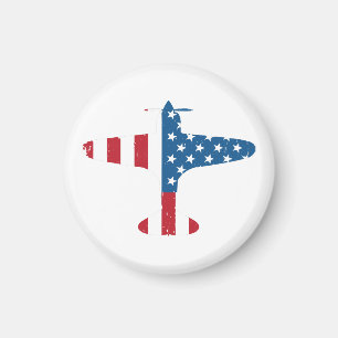 Imã Presente Piloto Veterano Bandeira EUA Aeronave Avi