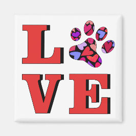 Imã Presente Red LOVE Heart Enchido Cat Paw