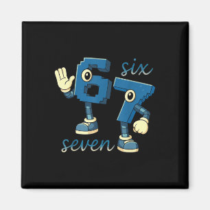 Imã Presente Retro Seis Sete Número Meme Brainrot Para