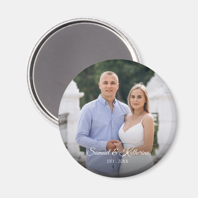 Imã Presente Romântico de Foto Personalizada com Nomes (Front/Back)