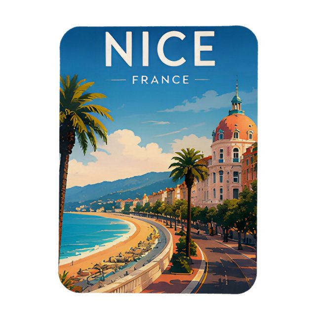 Ímã Presente Viagem Nice França Riviera Litorânea (Vertical)