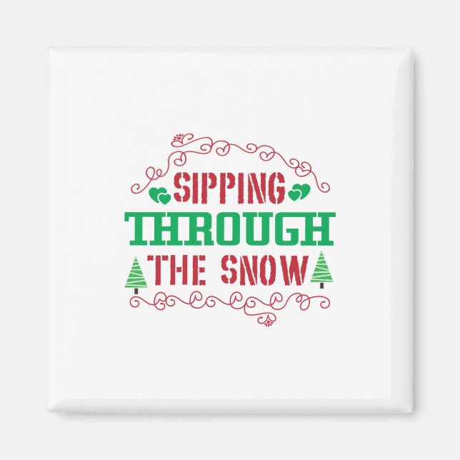 Imã Presente Xmas Passando Pela Neve (Frente)