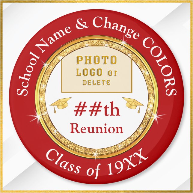 Imã Presentes Baratos para Reunião de Classe, Vermelho (Cheap class reunion gifts. Red and white class reunion favors. Personalized class reunion gifts. )
