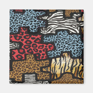 Imã Presentes com Estampa de Puzzle Leopardo Zebra Roc