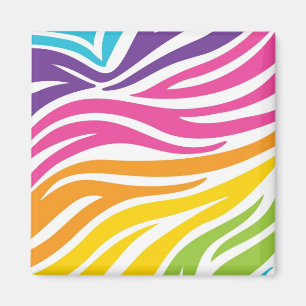 Imã Presentes com Estampa de Zebra Arco-Íris Colorida