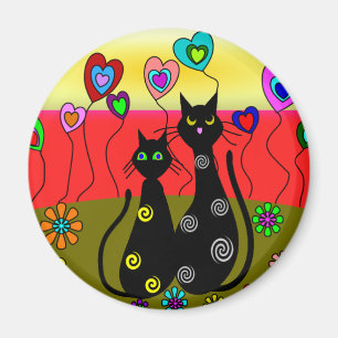 Imã Presentes da arte dos amantes do gato preto