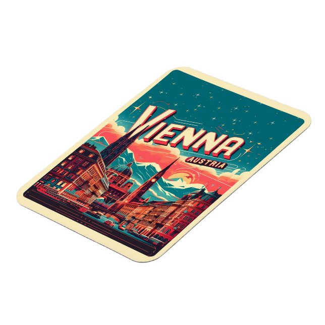 Ímã Presentes da cidade retrô de Viena Áustria paisage (Left Side)