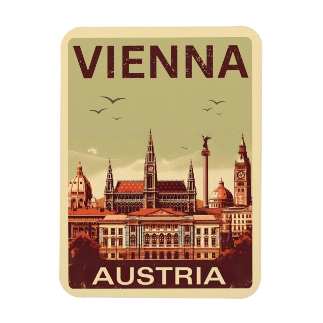 Ímã Presentes da cidade retrô Viena Áustria skyline  (Vertical)