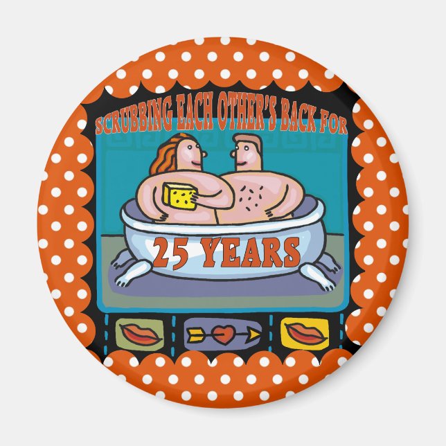 Imã Presentes de 25 de Aniversário (Frente)