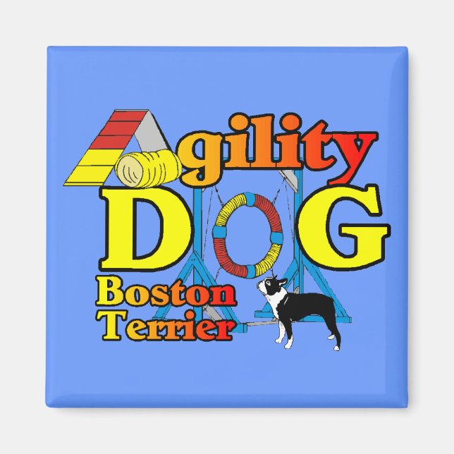 Imã Presentes de Agilidade de Boston Terrier (Frente)