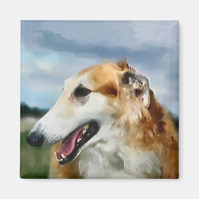 Imã Presentes de Arte Borzoi (Frente)
