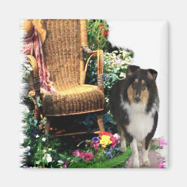 Imã Presentes de Arte Collie Rough de Três Cores