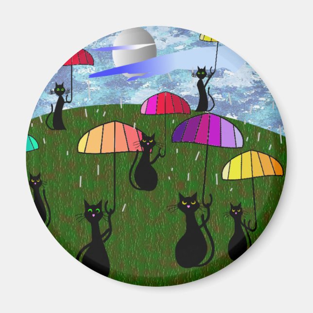 Imã Presentes de Arte de Adolescentes de Gato Negro (Frente)