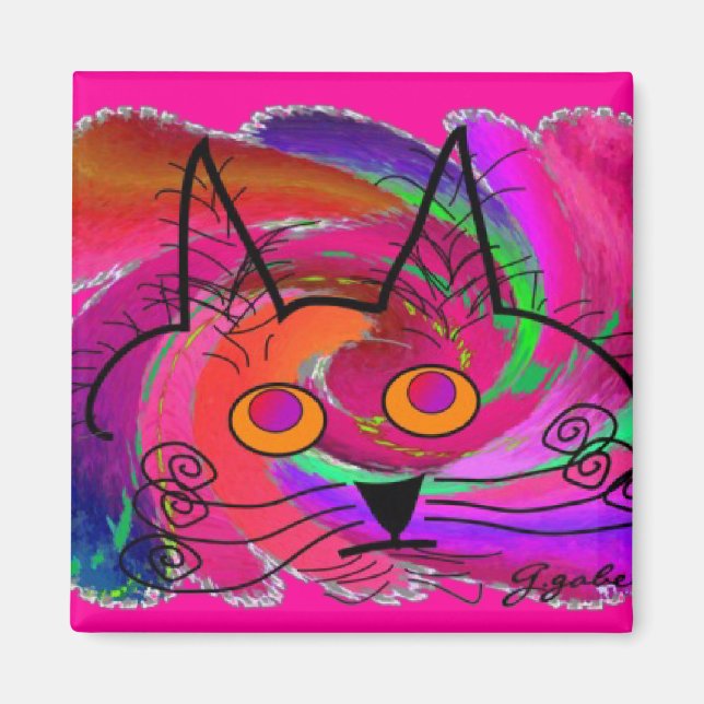 Imã Presentes de Arte de Adolescentes de Gato Negro (Frente)