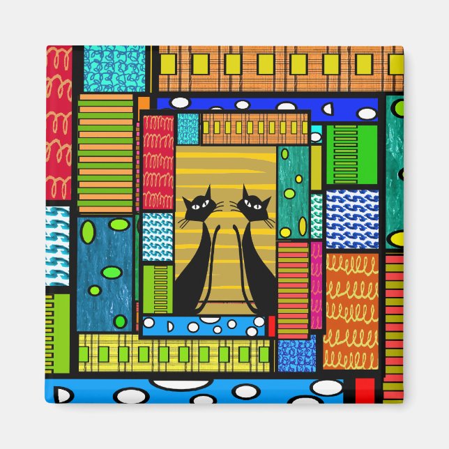 Imã Presentes De Arte De Gatos Imaginosos (Frente)