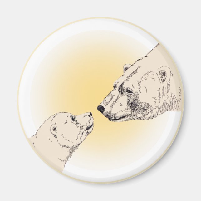 Imã Presentes de Arte de Vida Selvagem de Urso Polar & (Frente)