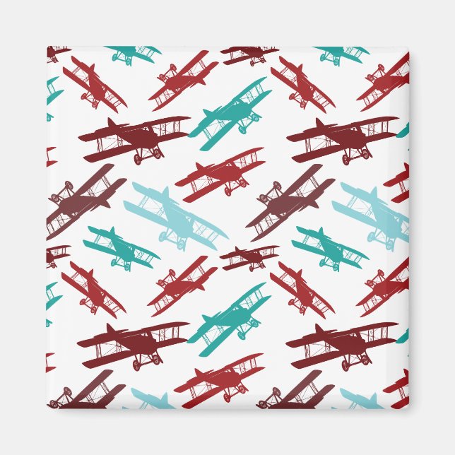 Imã Presentes De Aviador De Padrões De Avião De Biplan (Frente)