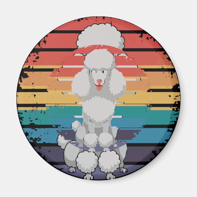 Imã Presentes de cão para amantes de poodle retrô para (Frente)