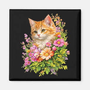 Imã Presentes de Gato de Jardim de Gatinho Floral Fofo