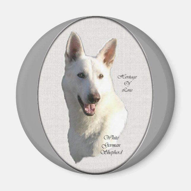 Imã Presentes de German shepherd Branco (Frente)