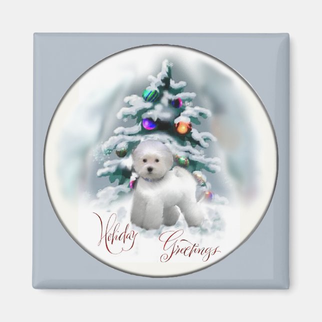 Imã Presentes de Natal Bichon Frise (Frente)